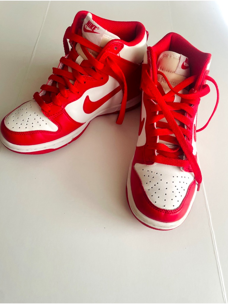 Nike Red & White Mid-Top Sneakers